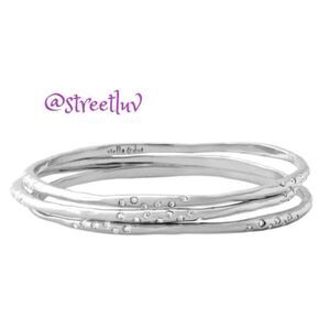 stella & dot ~ silver tone rhea bangles ~ set of three rhinestone stations